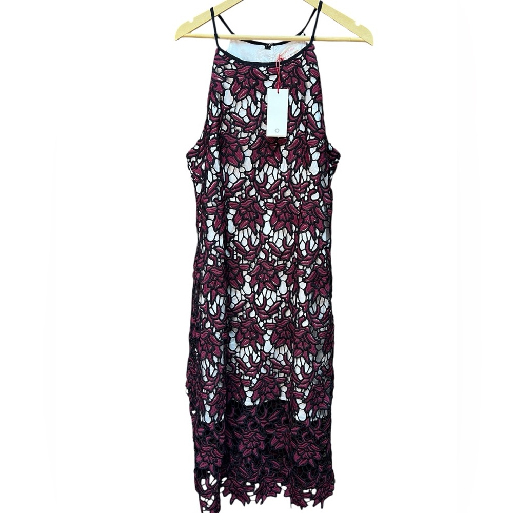 Solitaire Burgundy/Black Floral Lace Dress
